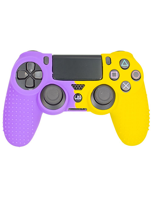 روکش محافظ آجدار دسته PS4 بنفش زرد